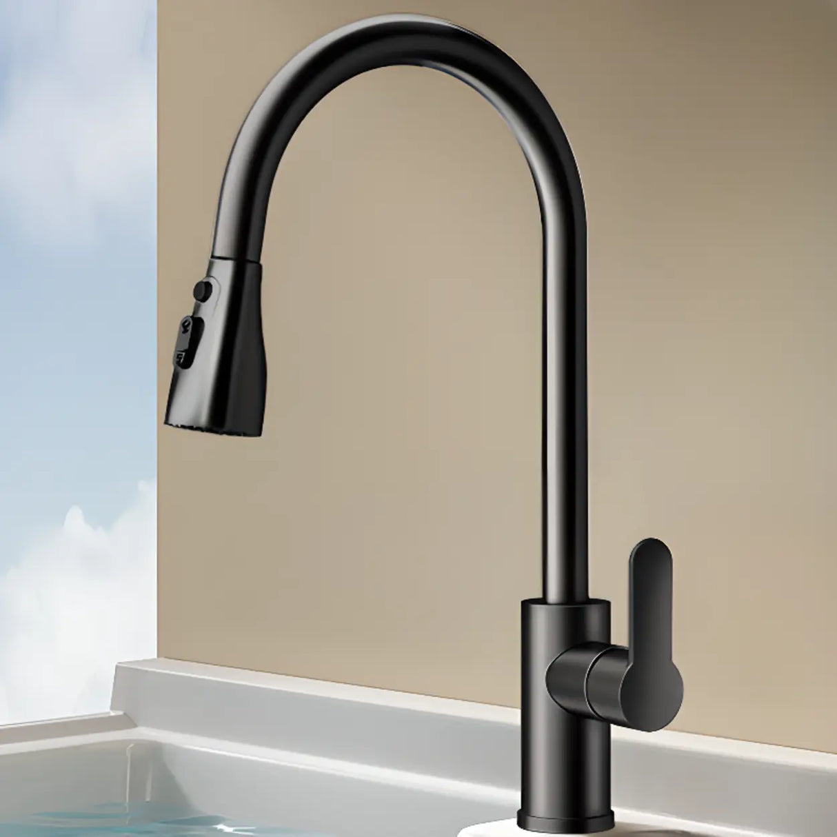 Water Filtration Swivel Spout Kitchen Faucet with Spray Image - 5