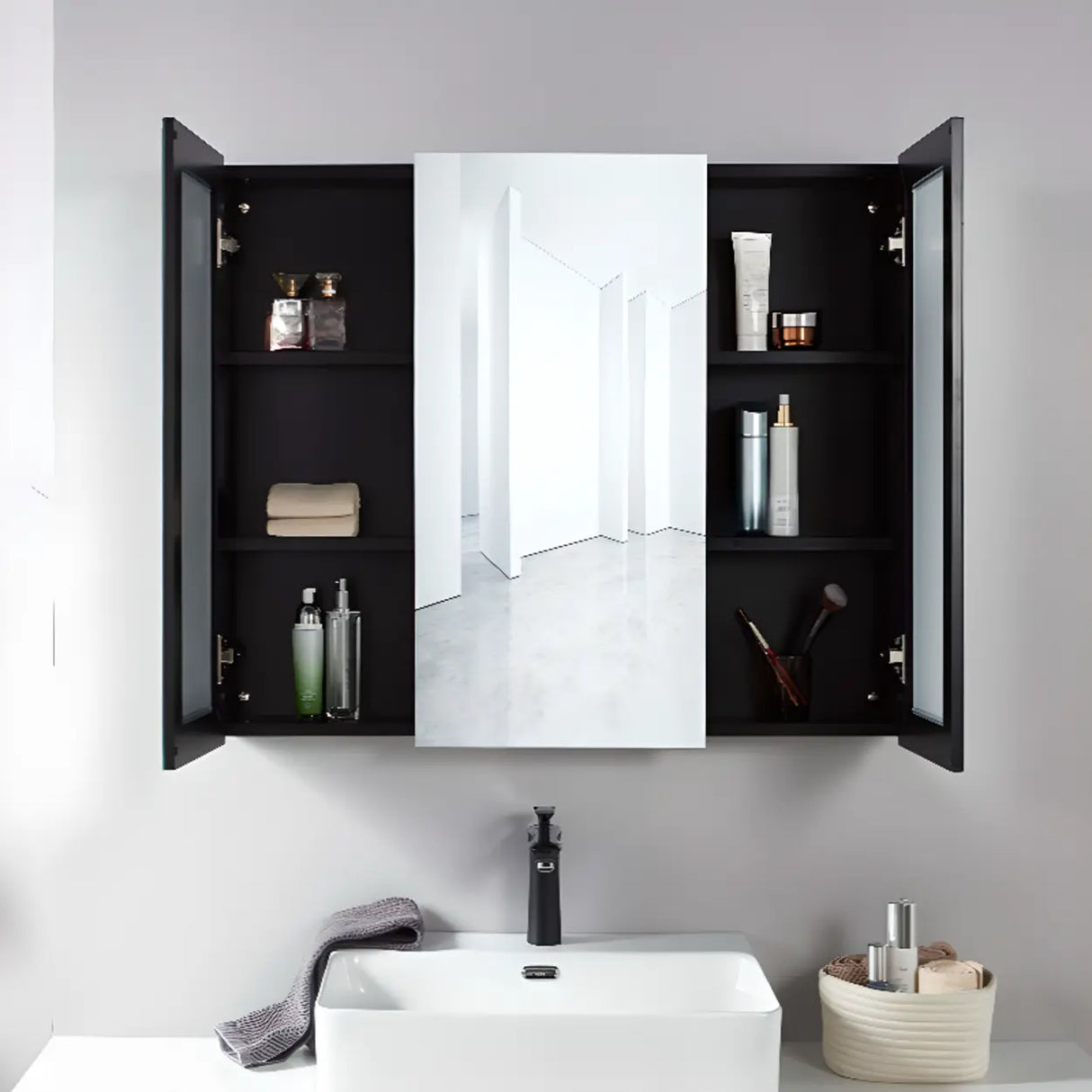 Water Resistant Aluminum Mirror Small Medicine Cabinet Image - 11