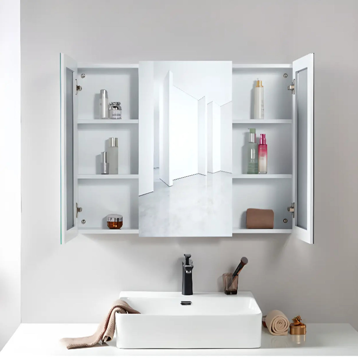 Water Resistant Aluminum Mirror Small Medicine Cabinet Image - 4