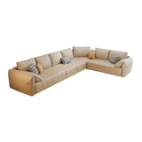 Water Resistant Leather Pillow Top Arm Corner Sectional Image - 3