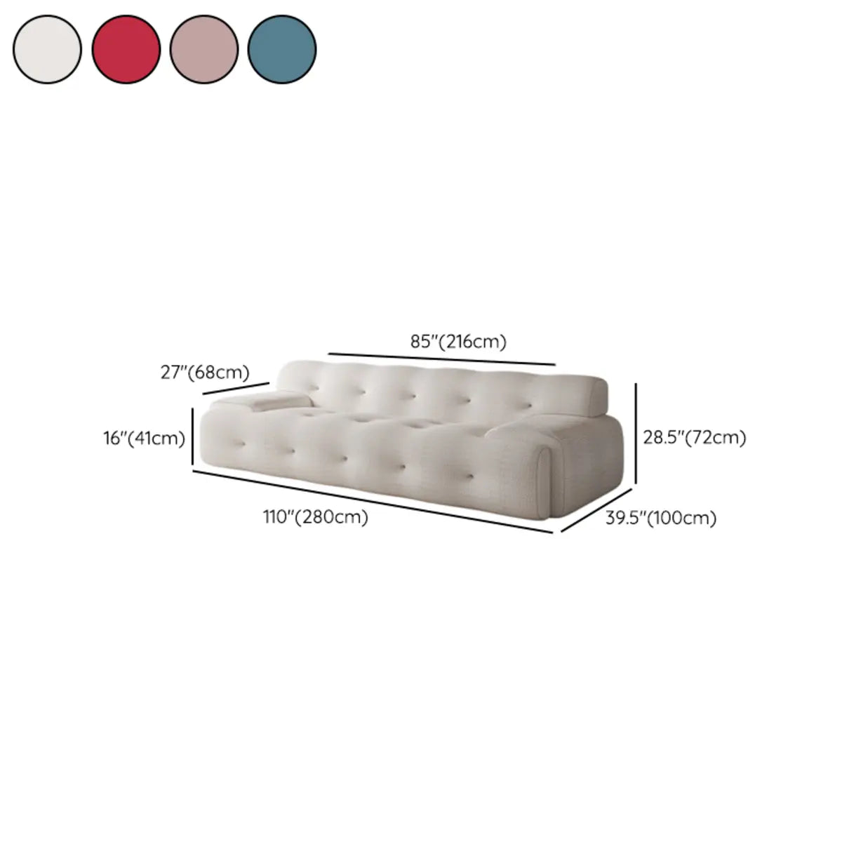 Water Resistant Linen Recessed Arm Tufted Back Sofa Image - 14