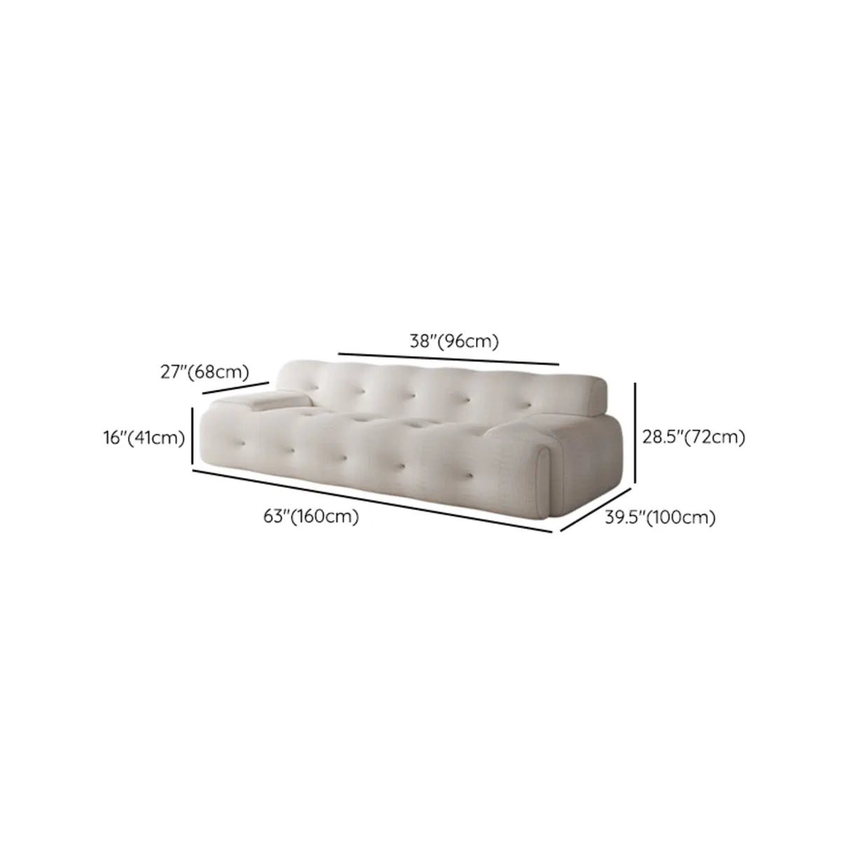 Water Resistant Linen Recessed Arm Tufted Back Sofa Image - 15