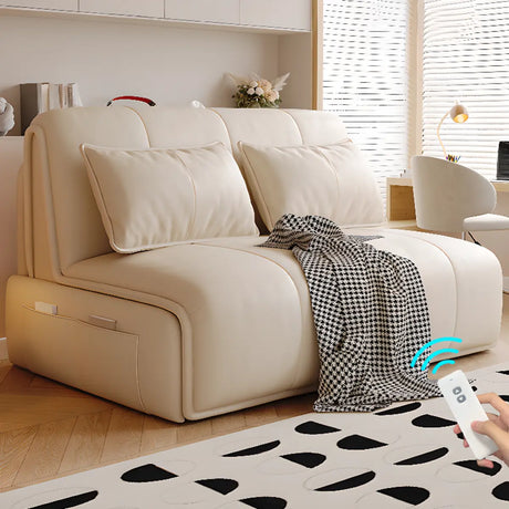 Water-resistant White Twin Leather Convertible Futon Image - 1