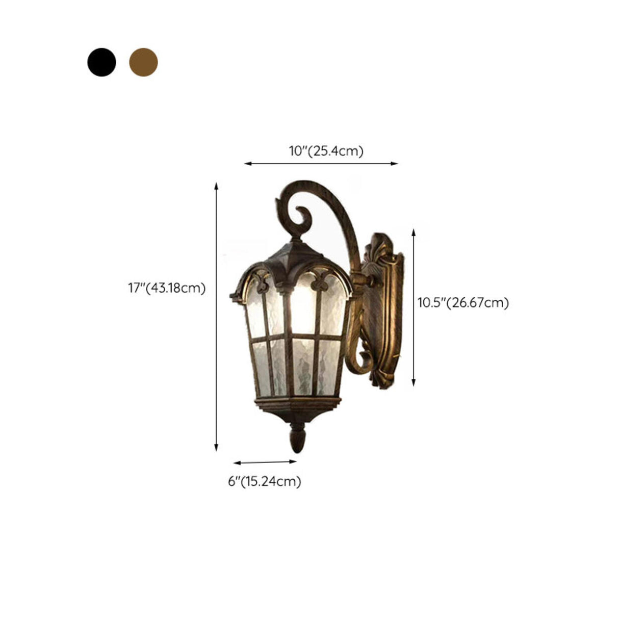 Waterproof Black Lantern LED Outdoor Wall Sconce 