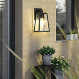 Waterproof Black Modern Box Glass Outdoor Wall Light Image - 12