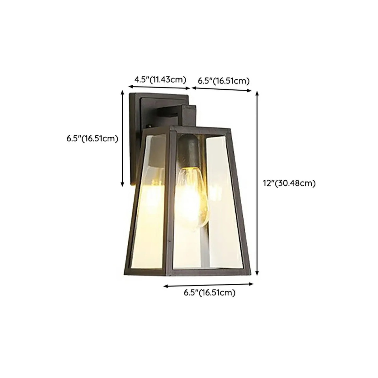 Waterproof Black Modern Box Glass Outdoor Wall Light Image - 15