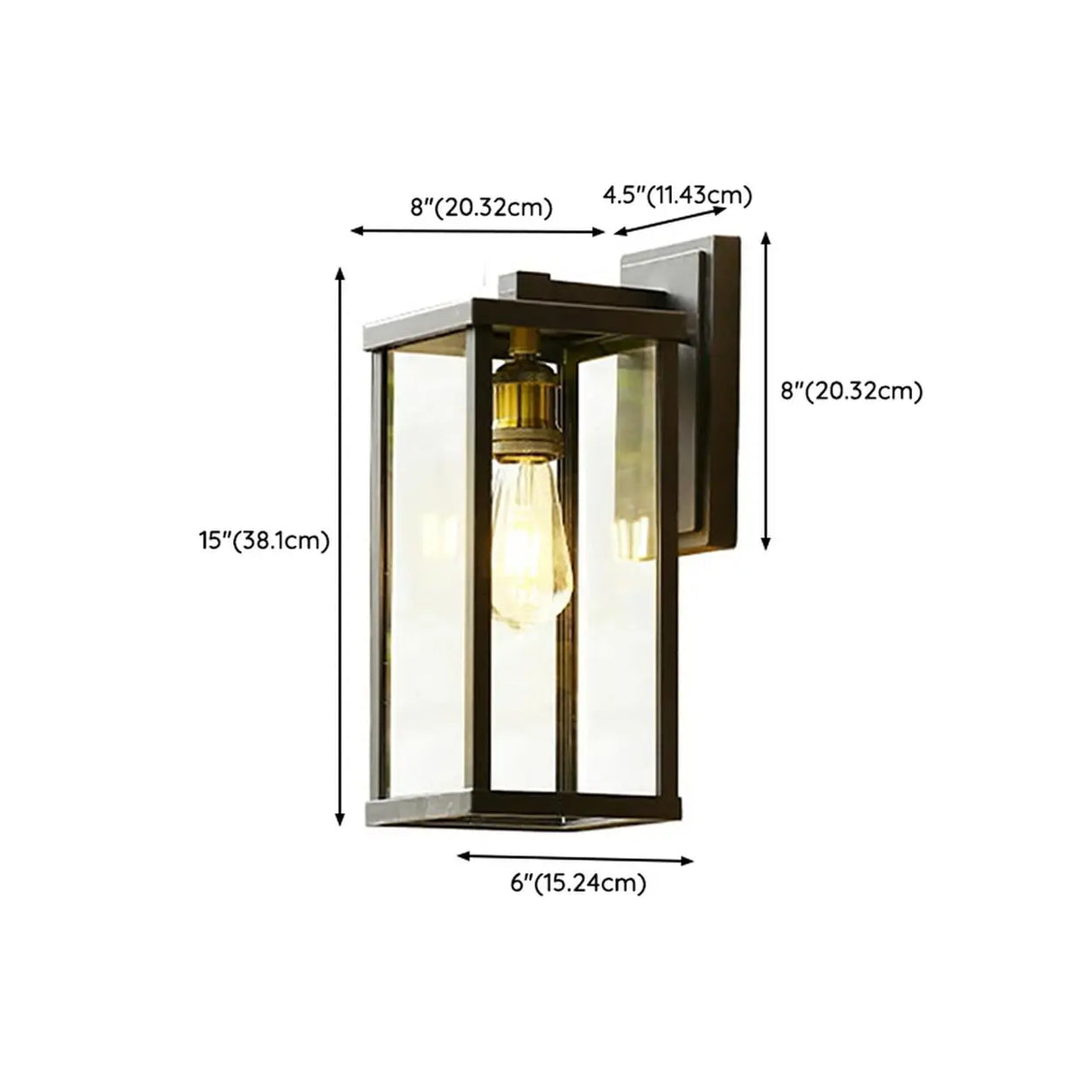 Waterproof Black Modern Box Glass Outdoor Wall Light Image - 16