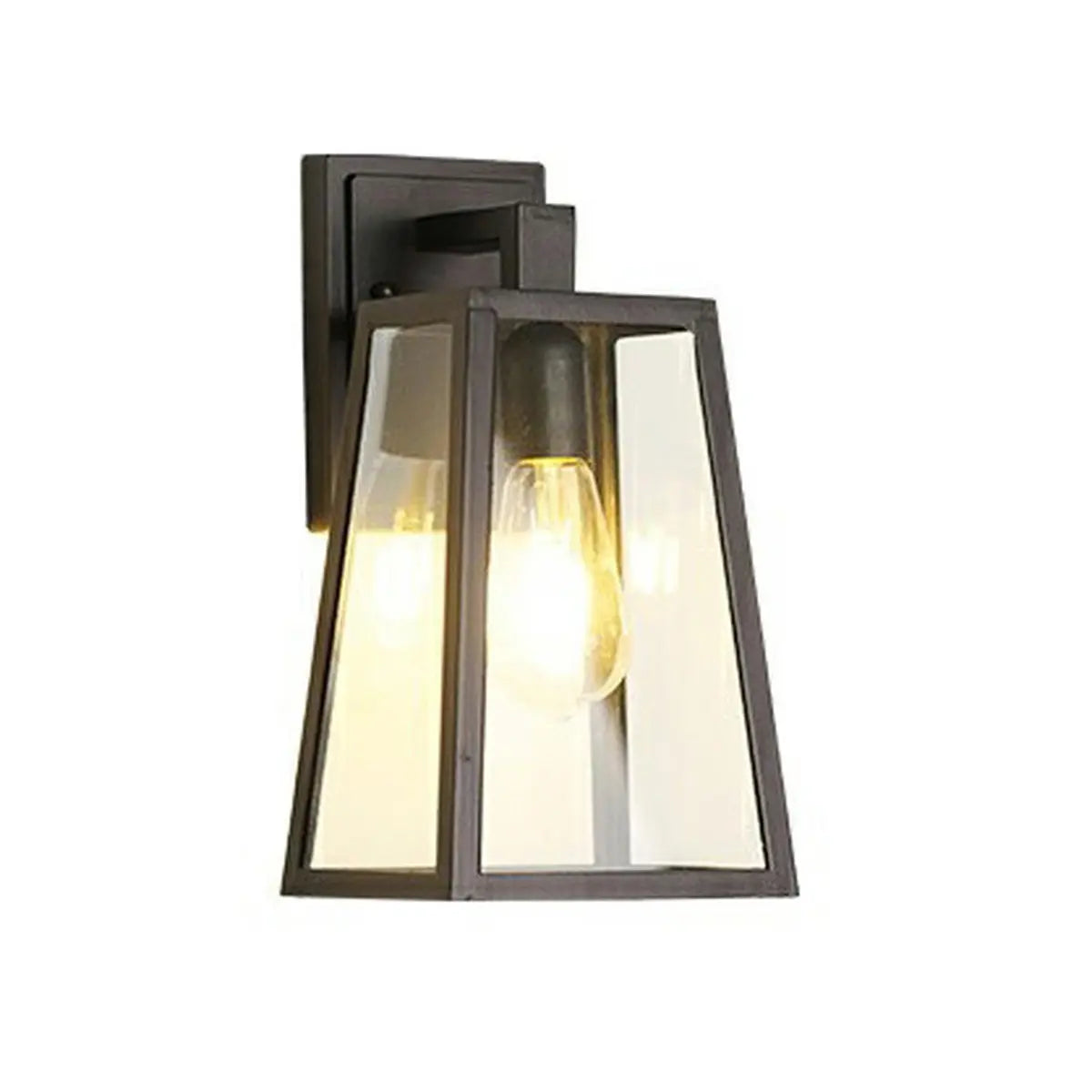 Waterproof Black Modern Box Glass Outdoor Wall Light Image - 2