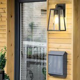 Waterproof Black Modern Box Glass Outdoor Wall Light Image - 6