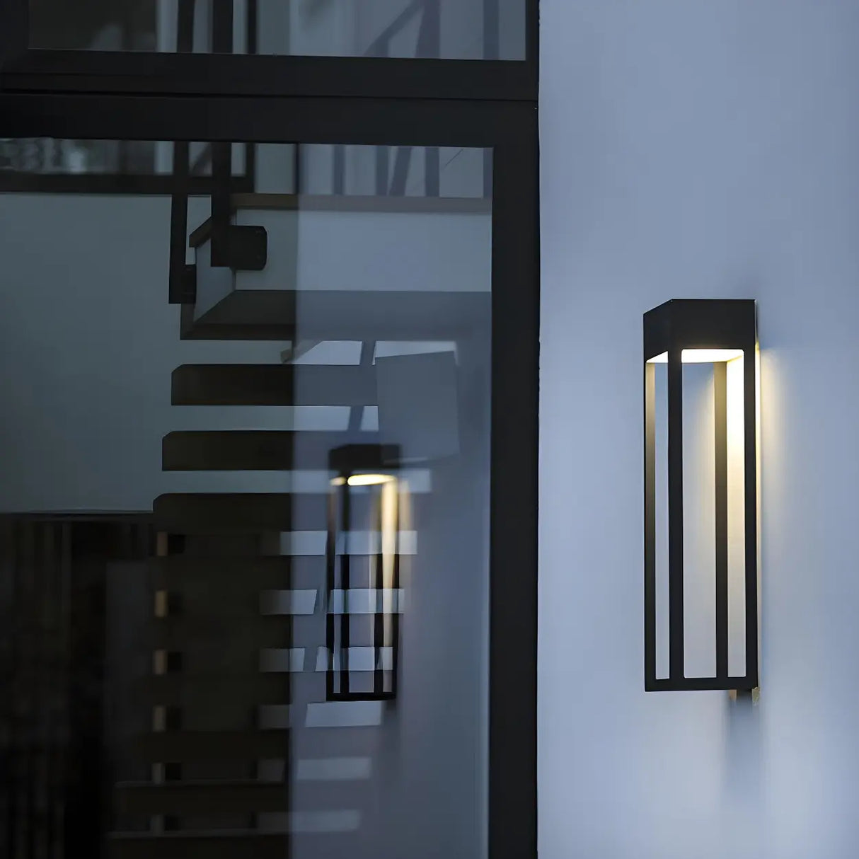 Waterproof Black Rectangular Steel External Wall Sconce Image - 4