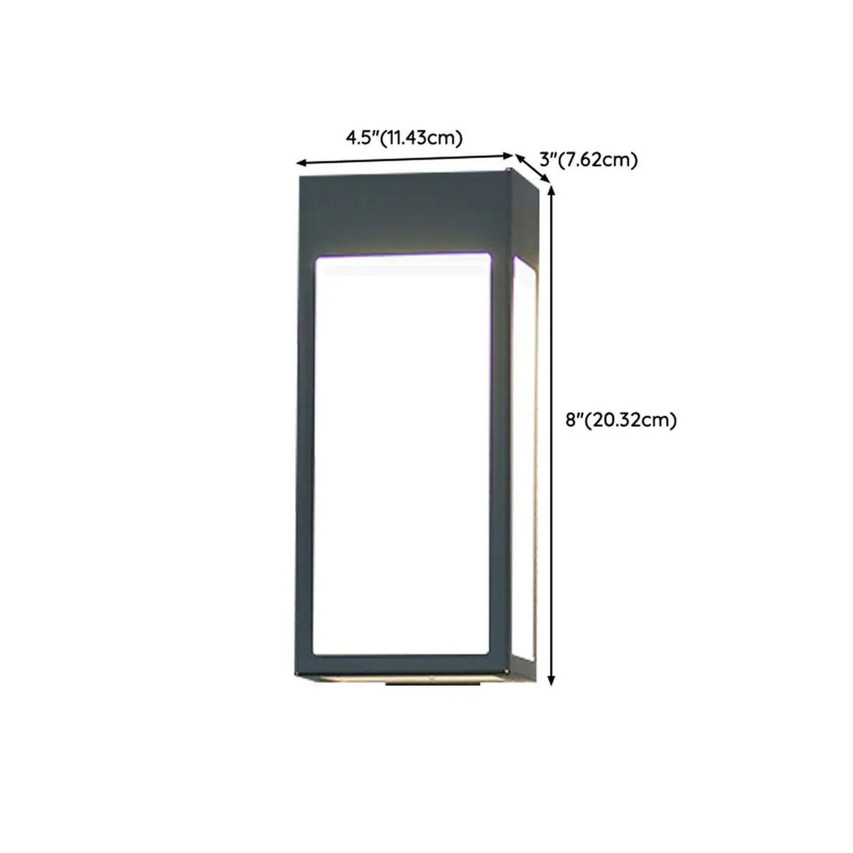 Waterproof Black Rectangular Steel External Wall Sconce 