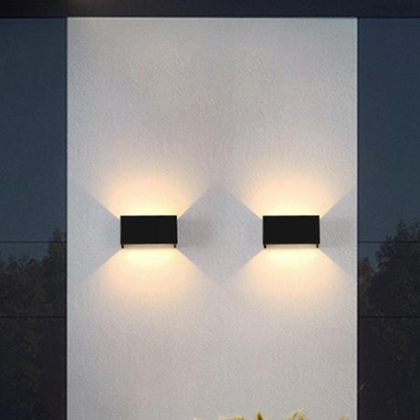 Waterproof Black Square Up Down Outdoor Wall Sconce Image - 1