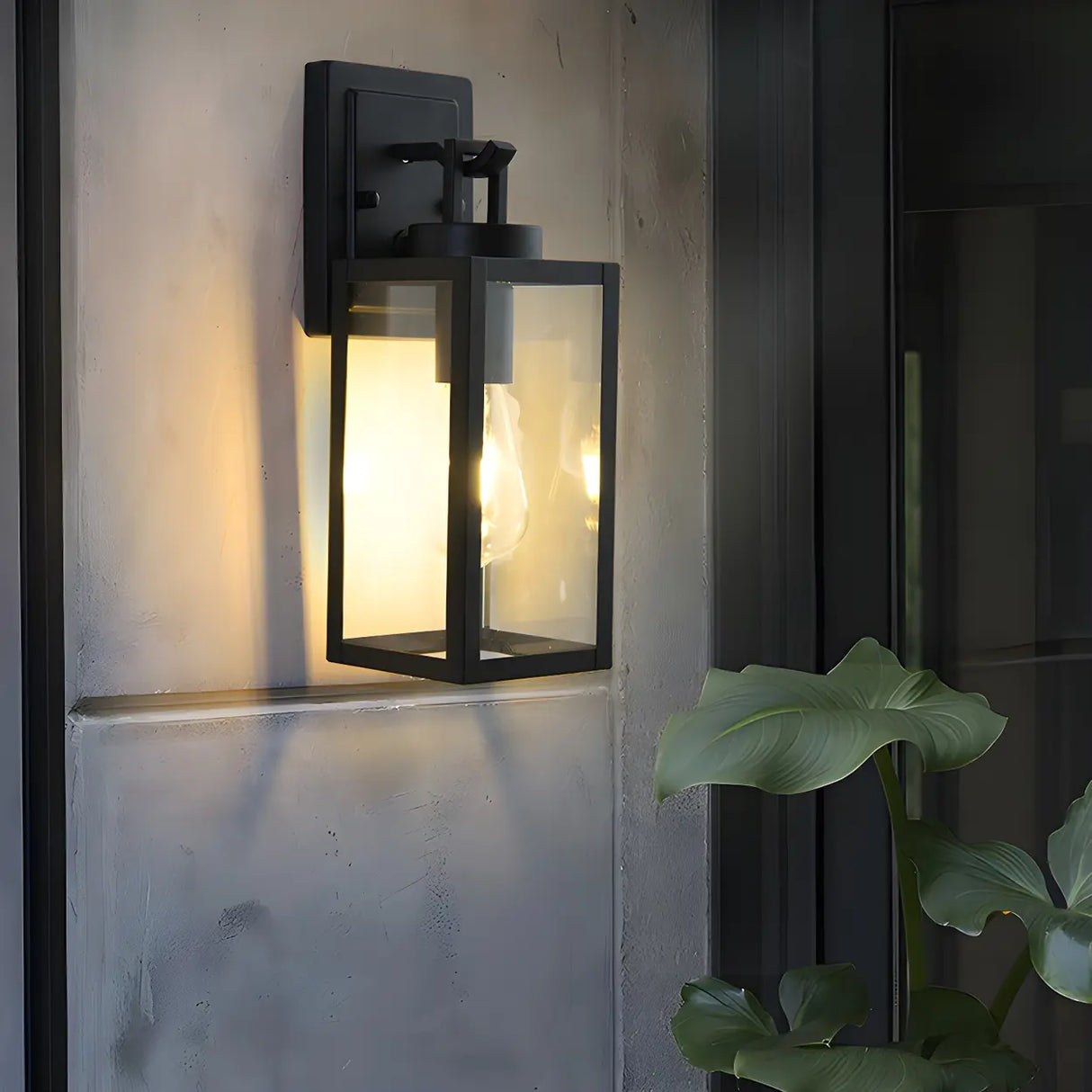 Waterproof Box Black Glass Outdoor LED Wall Sconce Image - 1