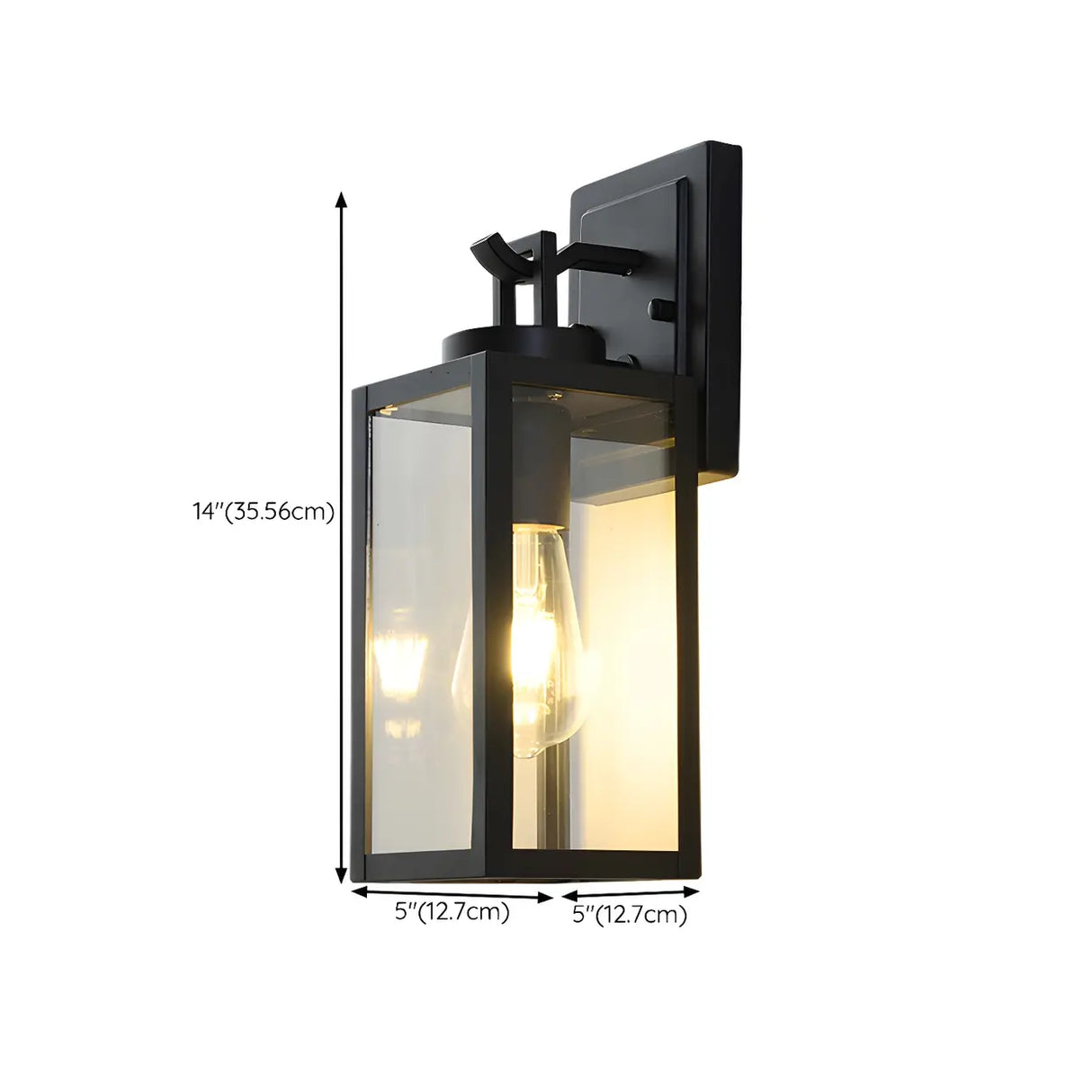 Waterproof Box Black Glass Outdoor LED Wall Sconce 