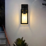 Waterproof Box Black Glass Outdoor LED Wall Sconce Image - 2