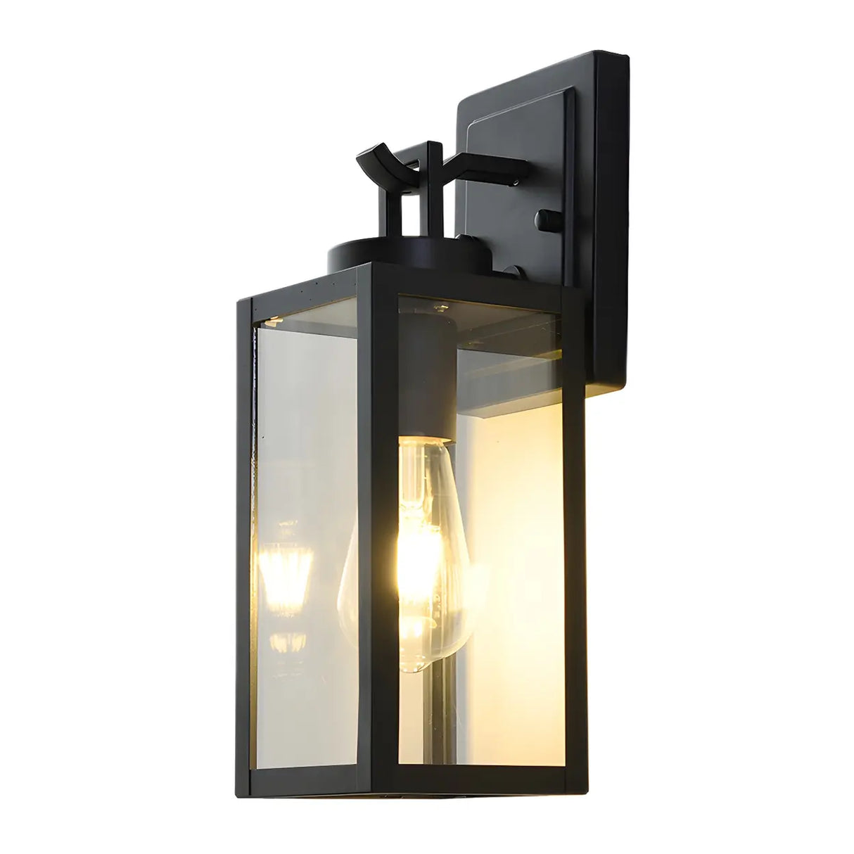 Waterproof Box Black Glass Outdoor LED Wall Sconce Image - 5