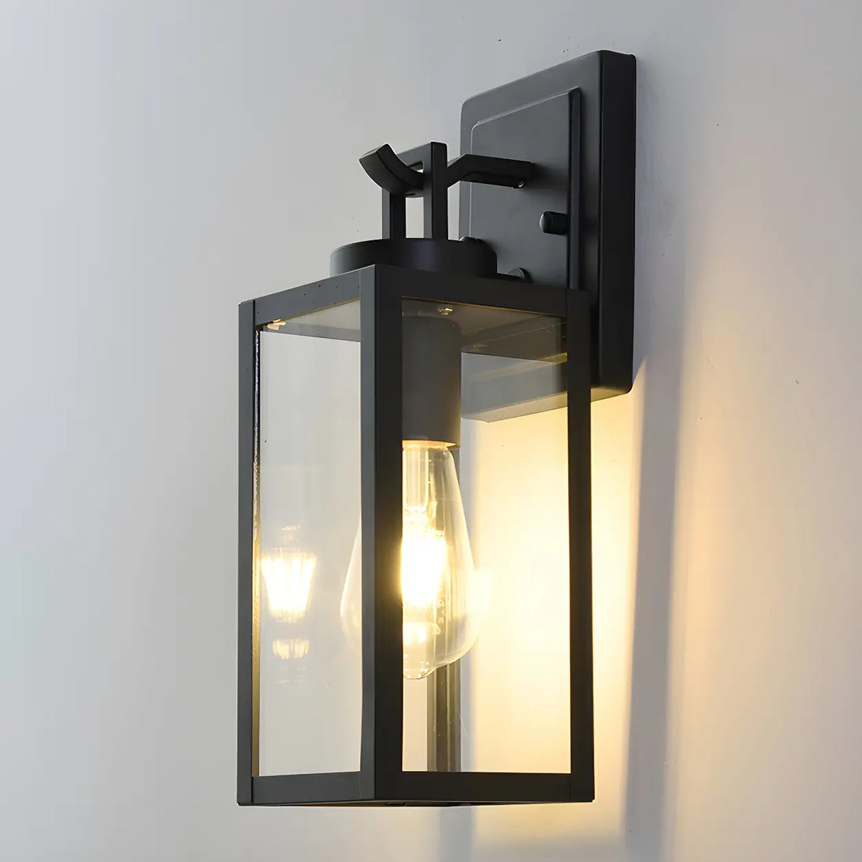 Waterproof Box Black Glass Outdoor LED Wall Sconce Image - 6