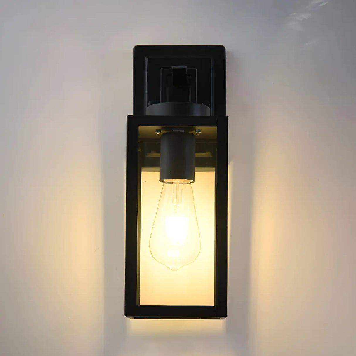 Waterproof Box Black Glass Outdoor LED Wall Sconce Image - 7