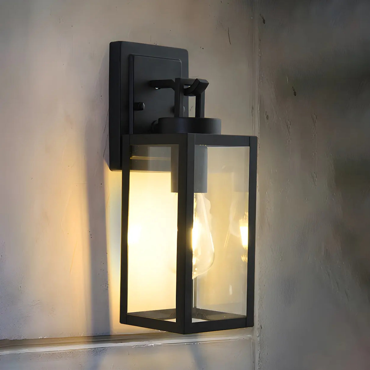 Waterproof Box Black Glass Outdoor LED Wall Sconce Image - 9