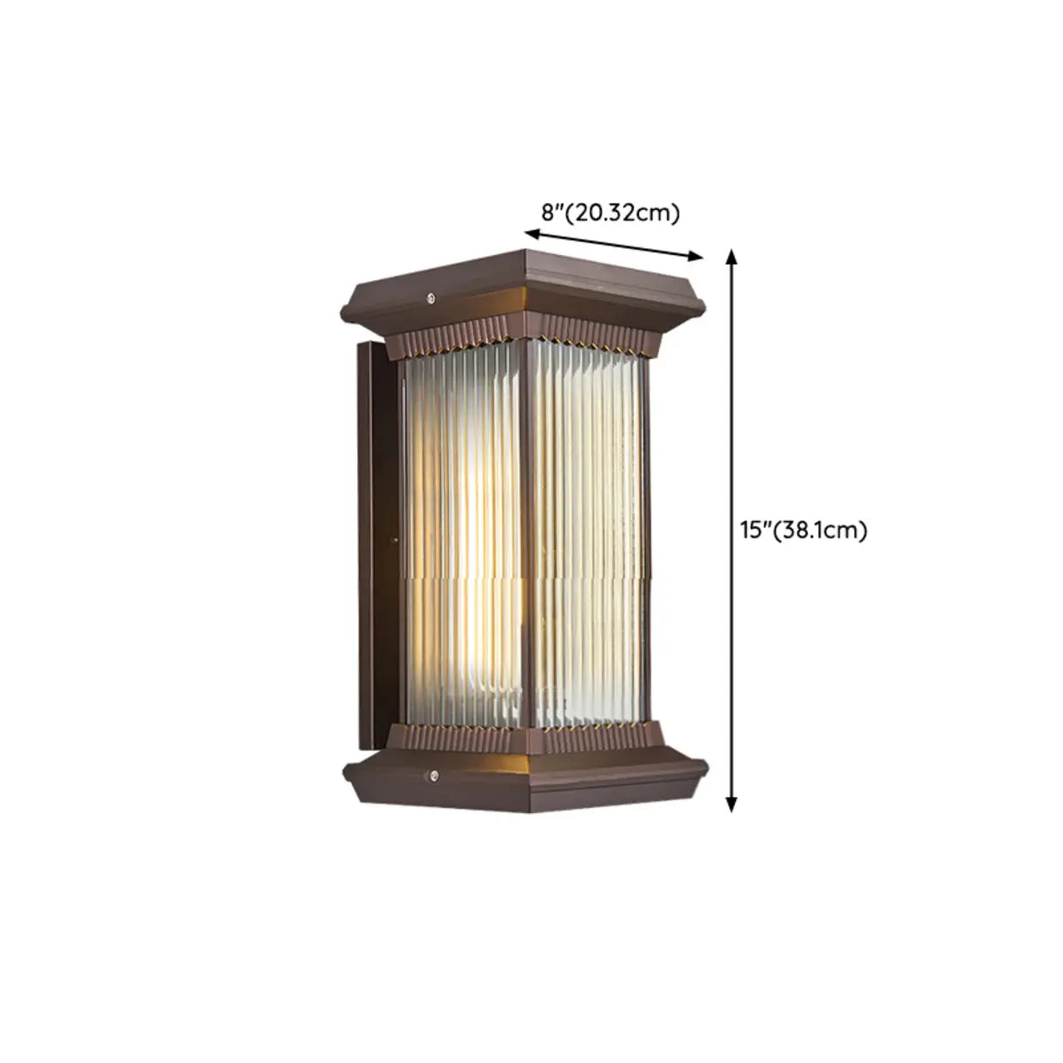 Waterproof Brown Simple Square Glass Lantern Wall Light 