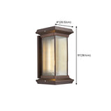 Waterproof Brown Simple Square Glass Lantern Wall Light #size