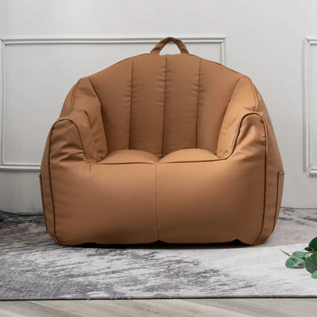 Waterproof Brown Washable Square Leather Bean Bag Chair Image - 1