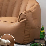 Waterproof Brown Washable Square Leather Bean Bag Chair Image - 12