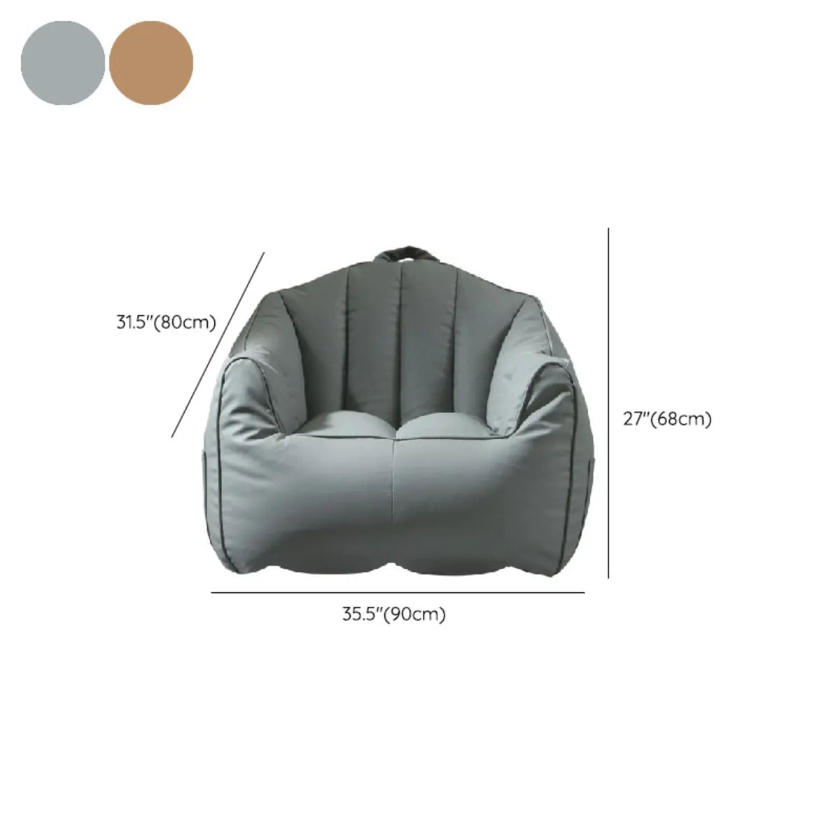 Waterproof Brown Washable Square Leather Bean Bag Chair 