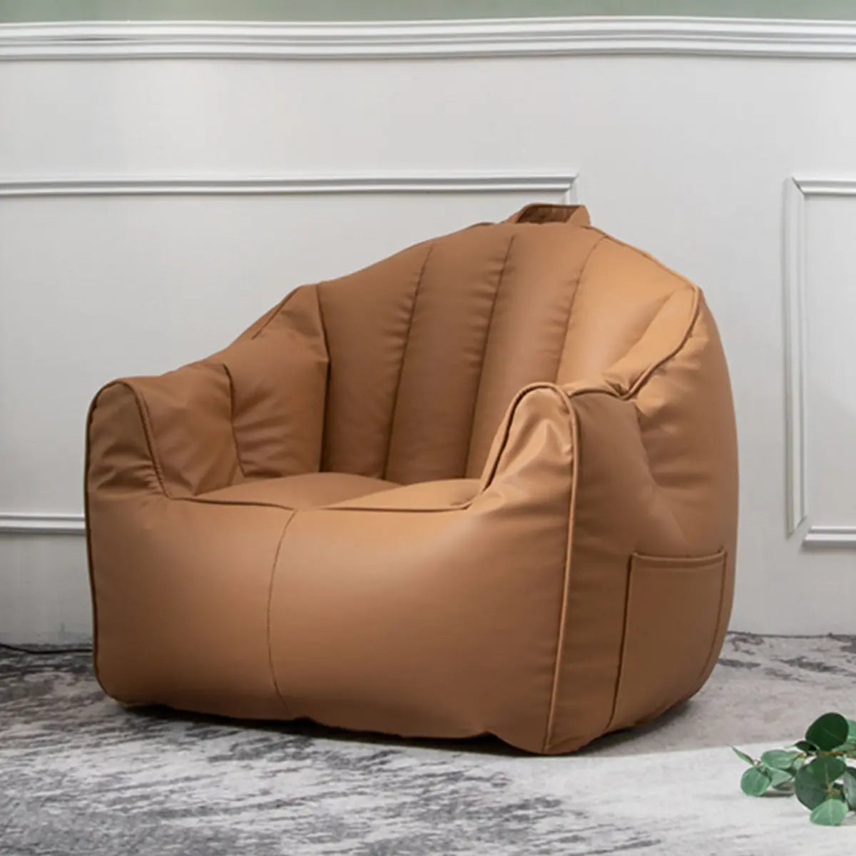 Waterproof Brown Washable Square Leather Bean Bag Chair Image - 6