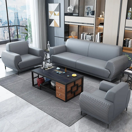 Waterproof Faux Leather Soft Seating Office Sofa Set Image - 1