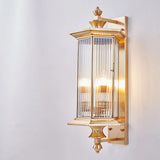 Waterproof Geometric Gold Modern Exterior Wall Sconce Image - 9