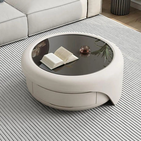 Waterproof Glass Round Storage Nesting Coffee Table Image - 2