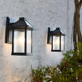 Waterproof Modern Black Box Glass Outdoor Wall Sconce Image - 1