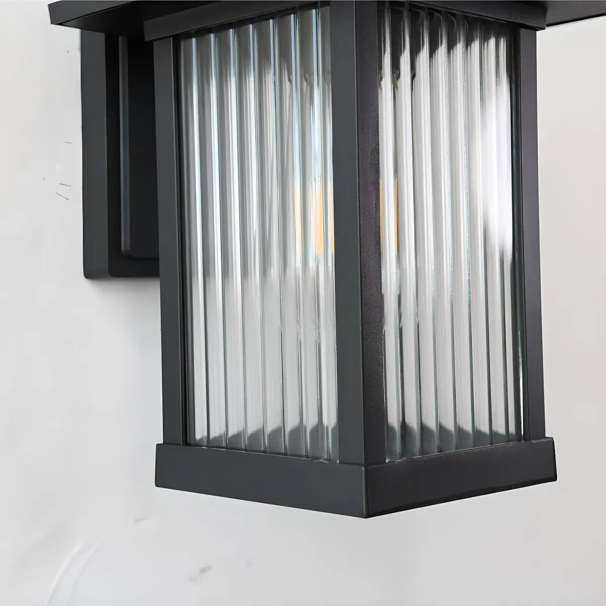 Waterproof Modern Black Box Glass Outdoor Wall Sconce Image - 10