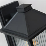 Waterproof Modern Black Box Glass Outdoor Wall Sconce Image - 12