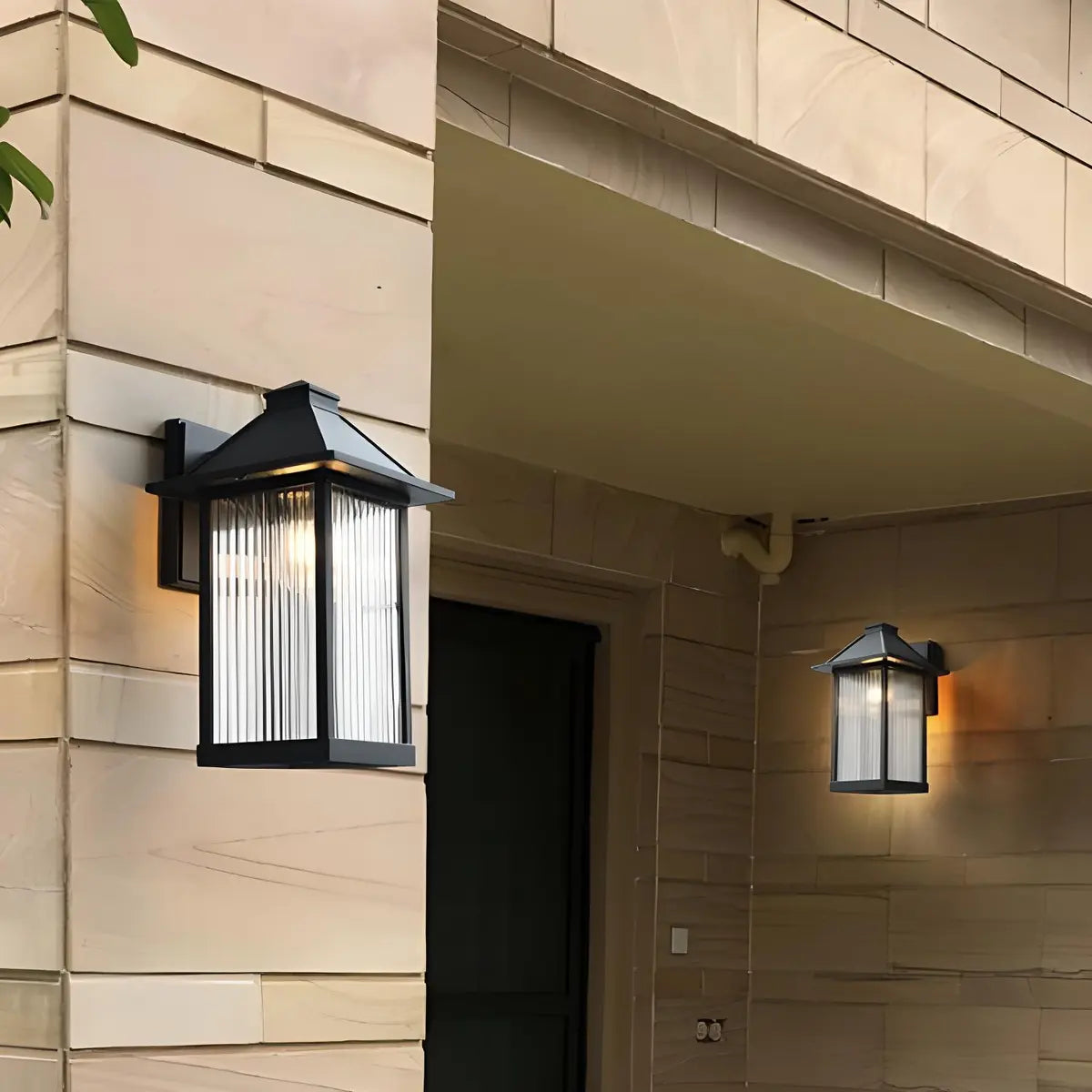 Waterproof Modern Black Box Glass Outdoor Wall Sconce Image - 13