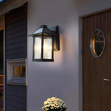 Waterproof Modern Black Box Glass Outdoor Wall Sconce Image - 14