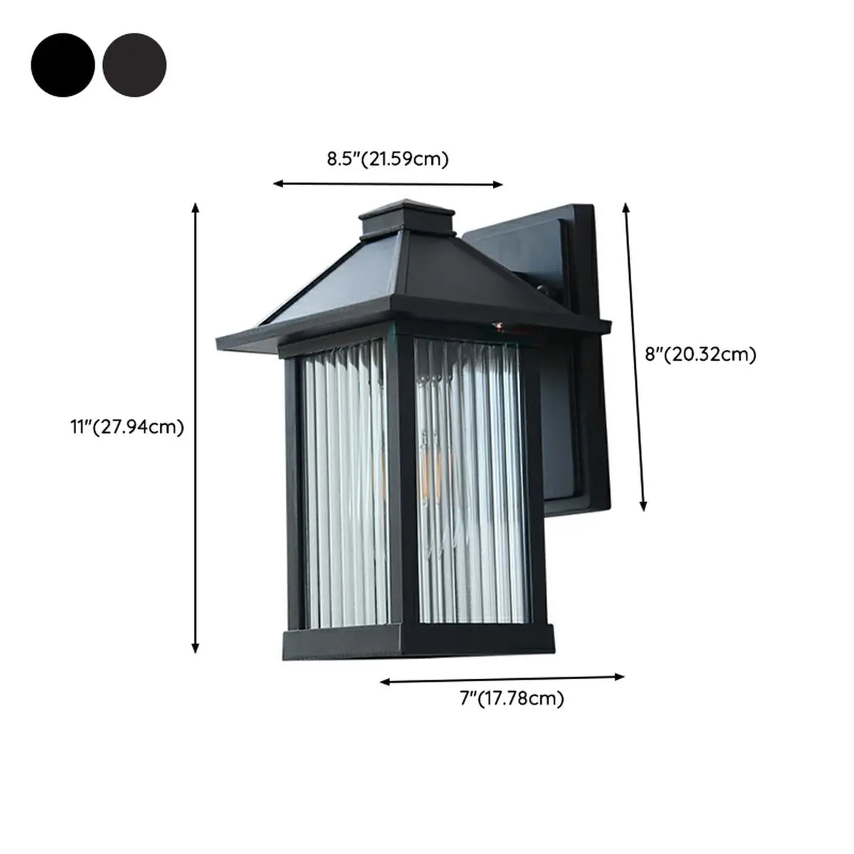 Waterproof Modern Black Box Glass Outdoor Wall Sconce 