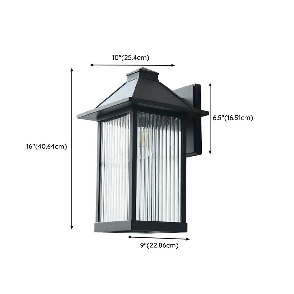 Waterproof Modern Black Box Glass Outdoor Wall Sconce Image - 16