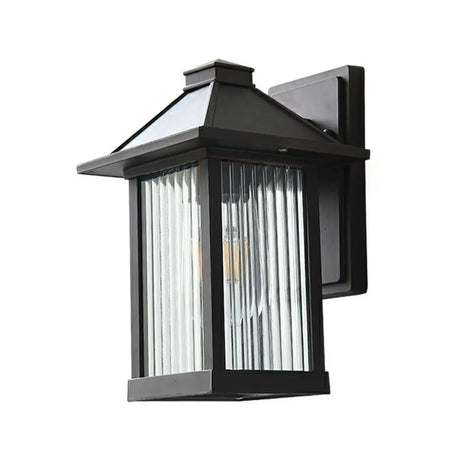 Waterproof Modern Black Box Glass Outdoor Wall Sconce Image - 2