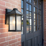 Waterproof Modern Black Box Glass Outdoor Wall Sconce Image - 4