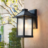 Waterproof Modern Black Box Glass Outdoor Wall Sconce Image - 6