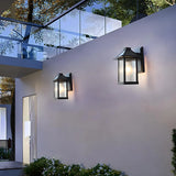 Waterproof Modern Black Box Glass Outdoor Wall Sconce Image - 7