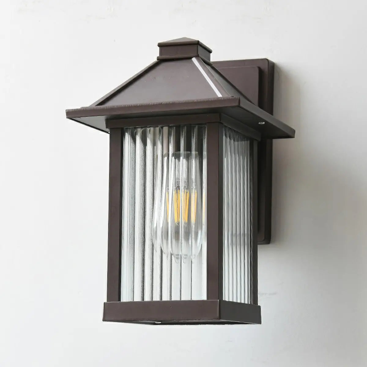 Waterproof Modern Black Box Glass Outdoor Wall Sconce Image - 9