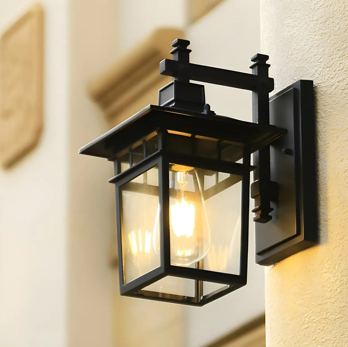 Waterproof Modern Box Black Metal Outdoor Wall Lamp Image - 1