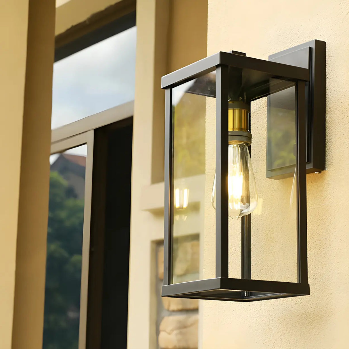 Waterproof Modern Box Black Metal Outdoor Wall Lamp Image - 15