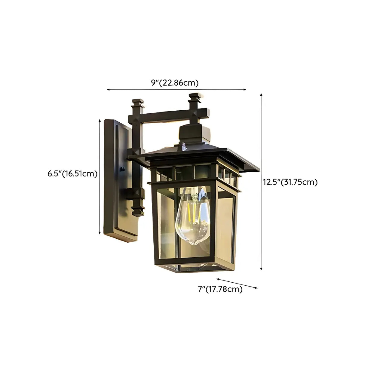 Waterproof Modern Box Black Metal Outdoor Wall Lamp 