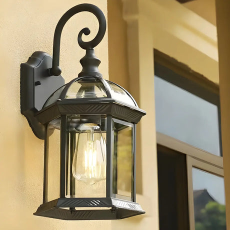 Waterproof Modern Box Black Metal Outdoor Wall Lamp Image - 2