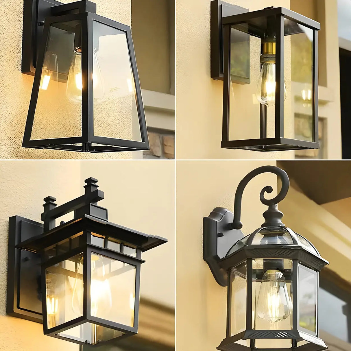 Waterproof Modern Box Black Metal Outdoor Wall Lamp Image - 5