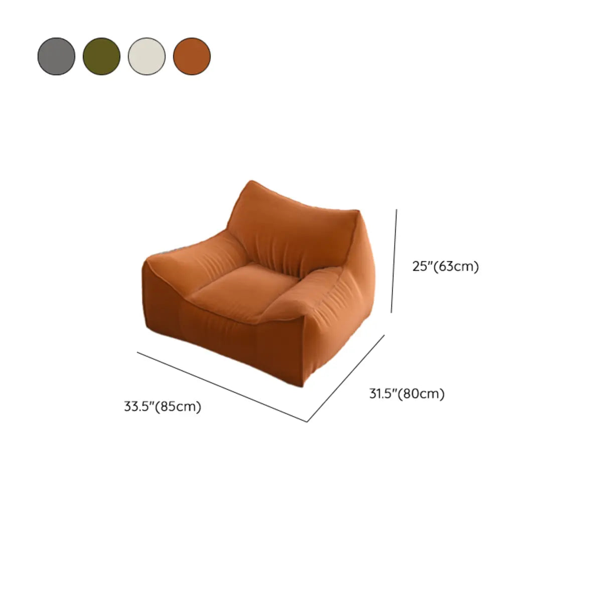 Waterproof Orange Square Fabric Lounge Bean Bag Chair Image - 25